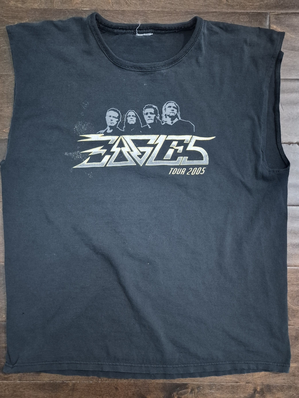 Eagles Tour 2005 Black Sleeveless Graphic Tee Dustressed Faded